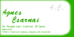 agnes csarnai business card